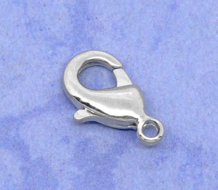 Messing Karabinerverschluss Silberfarbe 12mm x 7mm 50 Stück