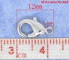 Picture of Brass Lobster Clasps Silver Tone 12mm( 4/8") x 7mm( 2/8"), 50 PCs                                                                                                                                                                                             