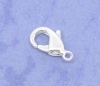Picture of Brass Lobster Clasps Silver Plated 12mm( 4/8") x 7mm( 2/8"), 50 PCs                                                                                                                                                                                           