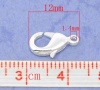 Picture of Brass Lobster Clasps Silver Plated 12mm( 4/8") x 7mm( 2/8"), 50 PCs                                                                                                                                                                                           