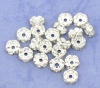 Bild von Messing Rondelle Spacer Perlen Zwischenperlen Rund Versilbert Weiß Strass ca. 8mm D., Loch:ca. 1.2mm, 100 Stück                                                                                                                                               