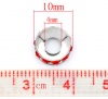 Imagen de Cobre + Brillantito de Estilo Europeo Cuentas Agujeros Grandes Ronda Tono de Plata Diamantes de imitación Con Brillantito Aprox Rojo Tallado 10mm Diámetro, Agujero: acerca de 5.0mm, 10 Unidades