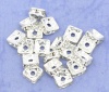 Bild von Messing Rondelle Spacer Perlen Zwischenperlen Quadrat Versilbert Weiß Strass ca. 6mm x 6mm, Loch:ca. 1.2mm, 20 Stück                                                                                                                                          