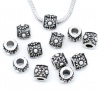 Picture of Antique Silver Flower Charm Beads Fit European Charm 11x9mm, sold per packet of 20