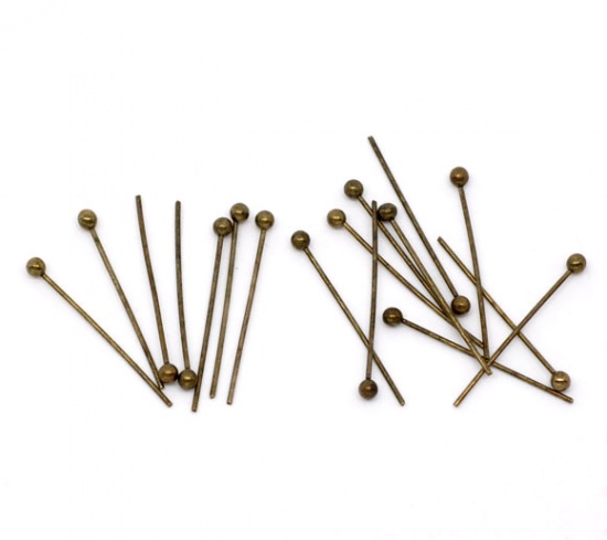 Picture of Brass Ball Head Pins Antique Bronze 20mm( 6/8") long, 0.5mm (24 gauge), 1000 PCs                                                                                                                                                                              