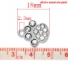 Picture of Silver Tone Rhinestone Bear's Paw Charm Pendants 18x16mm, sold per packet of 10