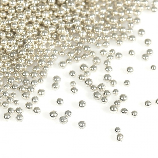 Image de Micro Bille Perle de Rocailles Sans Trou en Verre Décoration Scrapbooking Argenté 0.7mm Dia, 100 Grammes