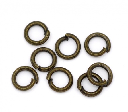 0.7mm Iron Based Alloy Open Jump Rings Findings Round Antique Bronze 4mm Dia, 1500 PCs