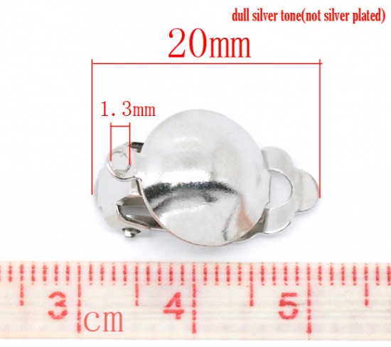 Bild von Eisen(Legierung) Ohrringe Klappbrisuren mit Öse Silberfarbe 20mm x 12mm 50 Stück