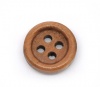 ウッド ボタン 円形 コーヒー色 4つ穴 15mm 直径、 150 個 の画像