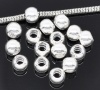Picture of Copper European Style Large Hole Charm Beads Round Silver Plated About 8mm x6mm, Hole: Approx 4mm, 20 PCs