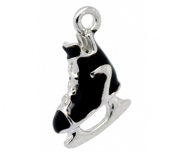 Picture of Silver Tone Enamel Skate Shoes Charm Pendants 17x13mm, sold per packet of 10