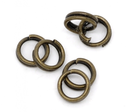 Picture of 0.6mm Iron Based Alloy Double Split Jump Rings Findings Round Antique Bronze 4mm Dia, 1000 PCs