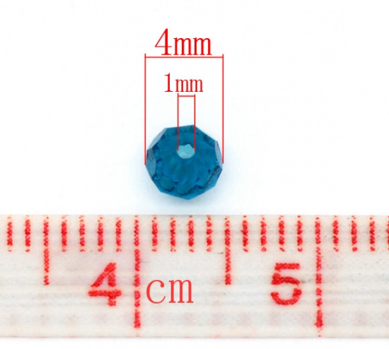 Immagine di Vetro Sciolto Perline Palla Blu Pavone Sfaccettato Circa 4mm Dia, Foro: Circa 1mm, 200 Pz