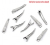 Picture of Alloy Alligator Hair Clips Arched Silver Tone 33mm x 6mm, 100 PCs