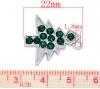 Image de Pendentifs en Alliage de zinc+Strass Forme Arbre Argent mat, avec Strass Vert 22.0mm x 21.0mm, 10 Pièces