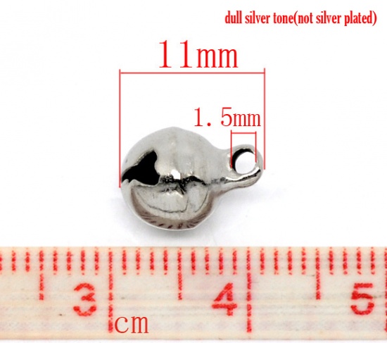 Picture of Silver Tone Christmas Bells Charm Pendants 11x8mm, sold per packet of 100