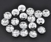 Picture of Acrylic Sewing Buttons Scrapbooking 2 Holes Round Clear & Silver Plated Faceted 18mm( 6/8") Dia, 60 PCs