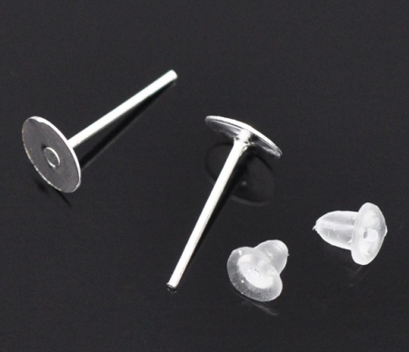 Imagen de Pendientes del perno prisionero,Argentado Color Plateado 12mm x 6mm, 800 Unidades