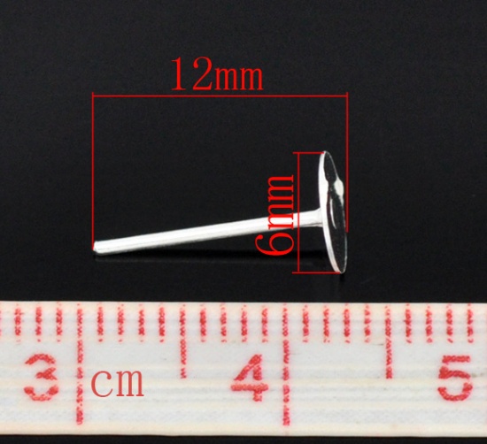 Image de Boucles d'Oreilles Puces en Alliage de Fer avec Embouts Argenté 12mm x 6mm, Epaisseur de Fil: (21 gauge), 800 Pcs