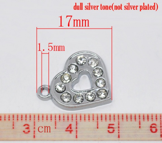 Image de 10 Pendentifs Charms Cœur Strass 17x17mm