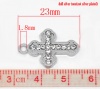 Picture of Zinc Based Alloy Easter Charms Cross Silver Tone Clear Rhinestone 23mm( 7/8") x 16mm( 5/8"), 10 PCs