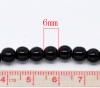 Immagine di Vetro Sciolto Perline Tondo Nero Nulla Disegno Circa 6mm Dia, Foro: Circa 1mm, 30cm lunghezza: 5 Fili （Circa55 Pezzi/Treccia)