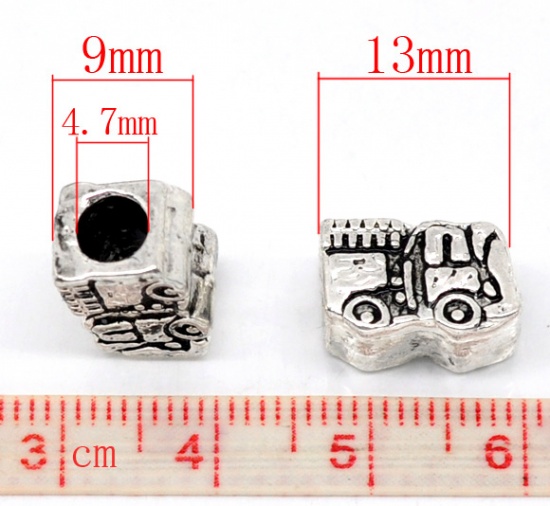 Picture of Zinc Metal Alloy European Style Large Hole Charm Beads Van Antique Silver 13x9mm, 20 PCs