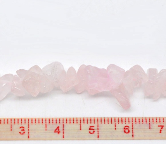 Picture of (Grade B) Rose Quartz ( Natural) Loose Chip Beads Irregular Pink About 5mm x3mm( 2/8" x 1/8") - 10mm x5mm( 3/8" x 2/8") Dia, Hole: Approx 1mm, 84cm(33 1/8") long, 2 Strands