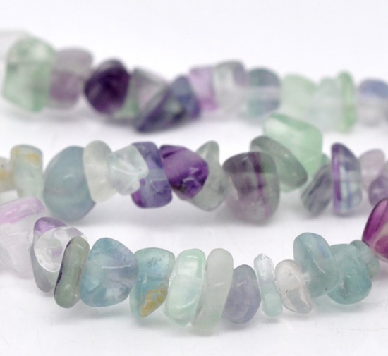 Picture of (Grade B) Fluorite (Natural) Loose Chip Beads About 5mm x2mm( 2/8" x 1/8") - 10mm x 5mm( 3/8" x 2/8"), Hole: Approx 1mm, 87cm(34 2/8") long, 2 Strands