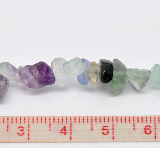 Picture of (Grade B) Fluorite (Natural) Loose Chip Beads About 5mm x2mm( 2/8" x 1/8") - 10mm x 5mm( 3/8" x 2/8"), Hole: Approx 1mm, 87cm(34 2/8") long, 2 Strands