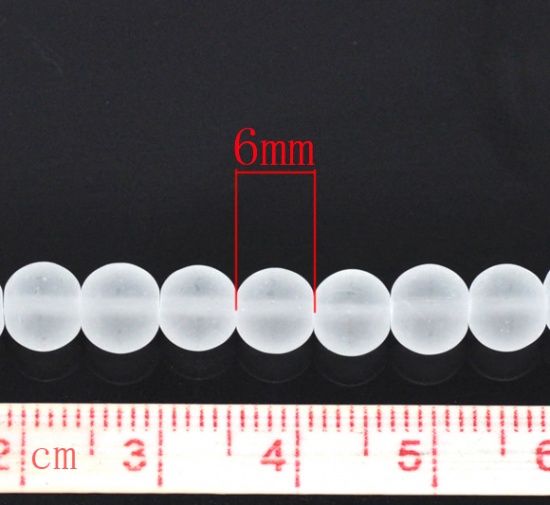 Изображение Матовые Бусины из Стекла 6mm Круглые Белые,проданные 10 ниток(30cm)