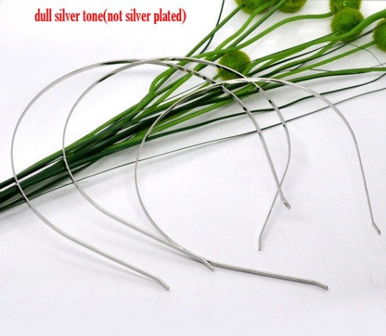 Picture of Iron Based Alloy Headband Hair Band Round Silver Tone 38cm x 0.3cm, 10 PCs