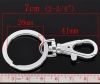 Picture of Iron Based Alloy Keychain & Keyring Round Swivel Clasp Silver Plated 65mm x 33mm, 5 PCs