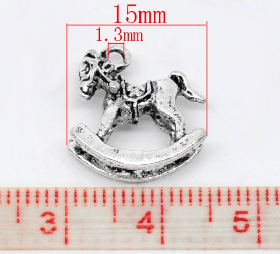 Picture of Zinc Based Alloy 3D Charm Pendants Rocking Horse Antique Silver 15mm x14mm( 5/8" x 4/8"), 30 PCs