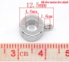 Image de 30 Perles bélière Rayure Argent mat pour Européen Bracelet 12.5x9mm