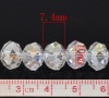 クリスタルガラスビーズ フラットラウンド 白 ABカラー 透明 ファセット・カット 約 10mm x 7.4mm、 穴：約 1mm、 53cm長さ、 2 連 （約 72PCS /一連） の画像