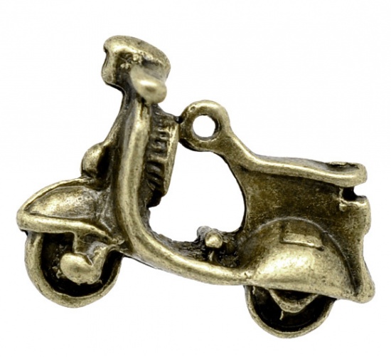 Picture of Zinc Metal Alloy 3D Charm Pendants Scooter Antique Bronze 23mm x17mm( 7/8" x 5/8"), 10 PCs