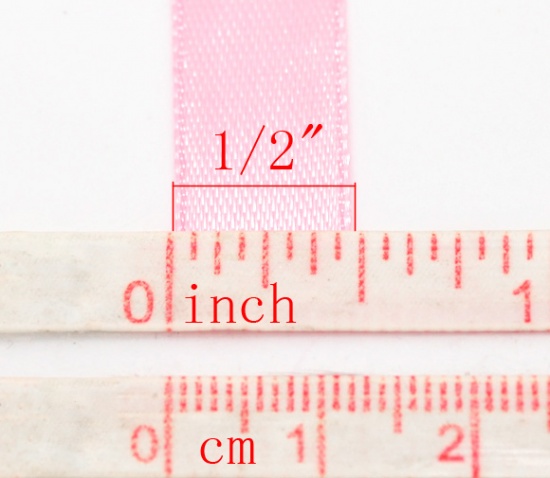 Picture of Polyester Easter Satin Ribbon Pink About 12.6mm( 4/8"), 1 Roll (Approx 25 Yards/Roll)