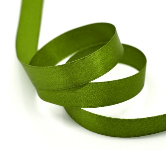 Picture of Polyester Easter Satin Ribbon Olive Green About 12.6mm( 4/8"), 1 Roll(Approx 25 Yards/Roll)