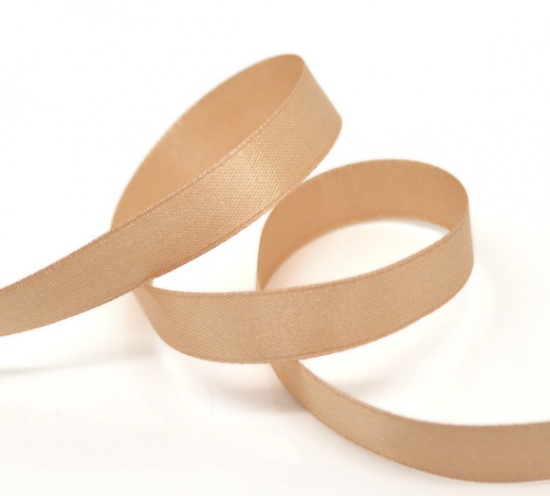 Picture of Polyester Easter Satin Ribbon Light Coffee About 12.6mm( 4/8"), 1 Roll(Approx 25 Yards/Roll)