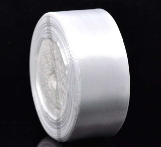 Picture of Polyester Easter Satin Ribbon White 40.7mm(1 5/8"), 1 Roll(Approx 25 Yards/Roll)