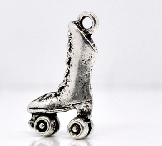 Picture of Antique Silver Color Roller Skates Charm Pendants 21x12mm, sold per packet of 50