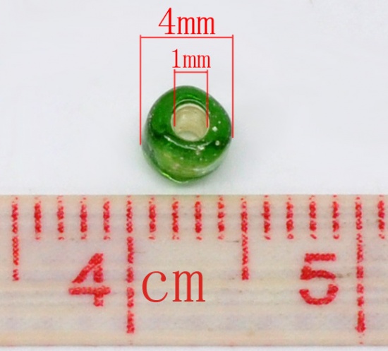 Picture of 6/0 Glass Seed Beads Round Rocailles Green Silver Lined About 4mm Dia, Hole: Approx 1mm, 450 gram