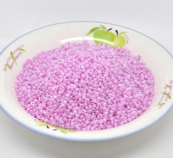 Picture of 6/0 Glass Seed Beads Round Rocailles Mauve Pearlized About 4mm Dia, Hole: Approx 1mm, 450 gram