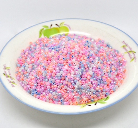 Picture of 6/0 Glass Seed Beads Round Rocailles Mixed Pearlized About 4mm Dia, Hole: Approx 1mm, 500 gram