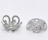 Picture of Alloy Filigree Beads Caps Flower Silver Tone Hollow (Fits 10mm Beads) 10mm x 4mm, 500 PCs