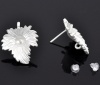 Изображение Серьги-гвоздики с Заглушками “Лист” Посеребренные 23x20mm,Размер столбца / провода: 1mm, 10 пар