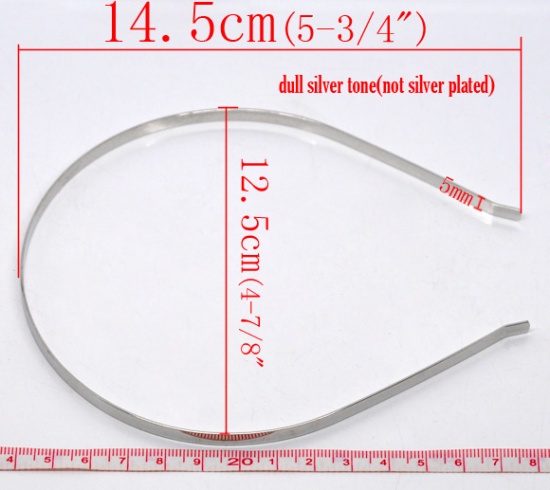 Picture of Alloy Headband Hair Band Round Silver Tone 38cm x 0.45cm, 10 PCs