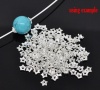 Picture of Zinc Based Alloy Beads Caps Star Silver Plated Dot Pattern (Fits 6mm-8mm Beads) 5mm x 5mm, 500 PCs